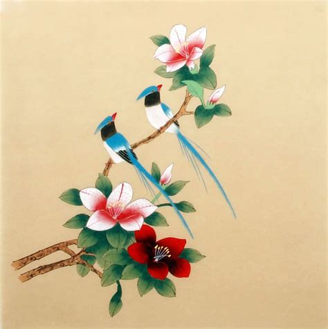 Chinese Other Flowers Painting Flower and brid 2340019, 40cm x 40cm(16〃 x 16〃)