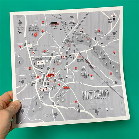 Illustrated Map of Hitchin Print - Etsy UK