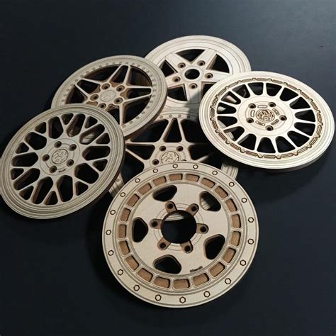 Wheel coasters laser cut templates files for laser cutting - Free Vector