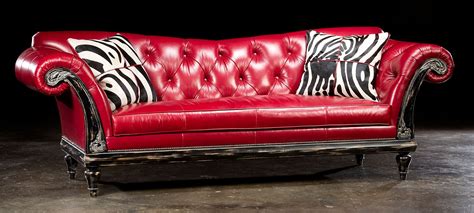 1 Red hot leather sofa, USA made, lost look from the past.