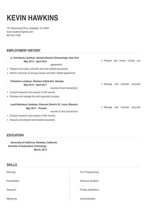 Petroleum Landman Resume Sample & Tips | Online Resume Builder