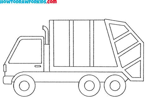 How to Draw a Garbage Truck - Easy Drawing Tutorial For Kids