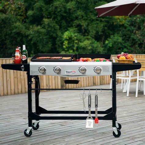 Portable Propane Gas Grill Griddle Combo Flat Top 4 Burner Outdoor Cooking BBQ - Barbecues ...