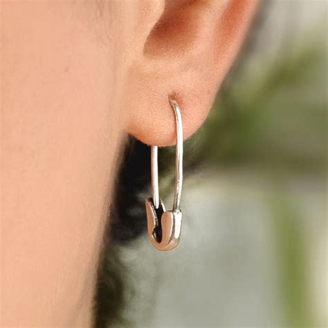 Safety Pin Earrings Sterling Silver Drop Earrings Trend Punk - Etsy