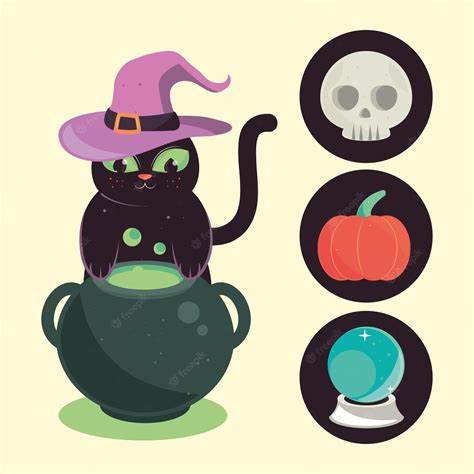 Premium Vector | Halloween cat icons