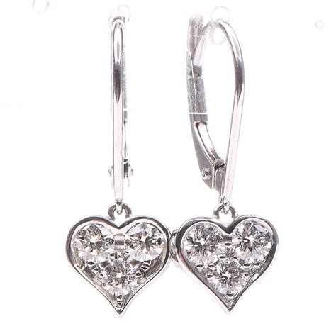 TIFFANY & CO Platinum Diamond Heart Drop Earrings 276004