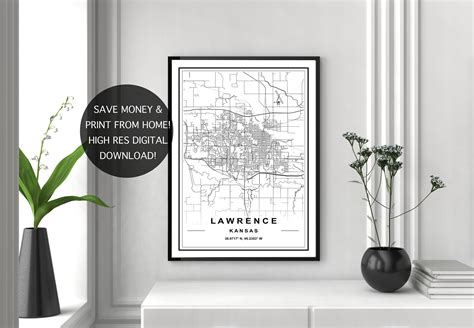 LAWRENCE MAP PRINT High Res Download Map of Lawrence - Etsy