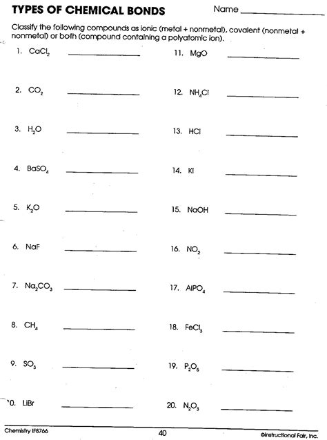 Ionic And Covalent Bonding Worksheet