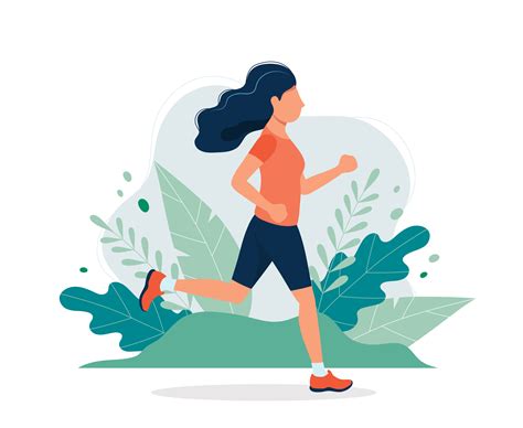 Happy woman running in the park. Vector illustration in flat style, concept illustration for ...