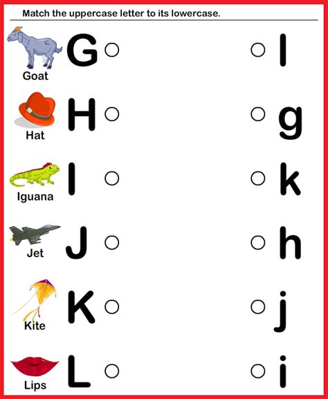 Kindergarten Worksheets: Match upper case and lower case letters 8