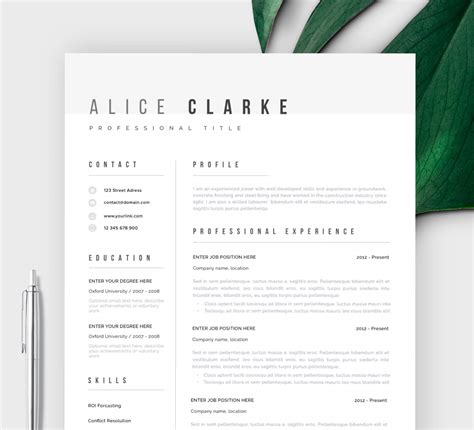 Minimalist Word CV template ready for download "Atlanta" - Resume Angels