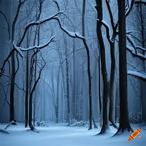 Photo of a snowy forest in winter on Craiyon