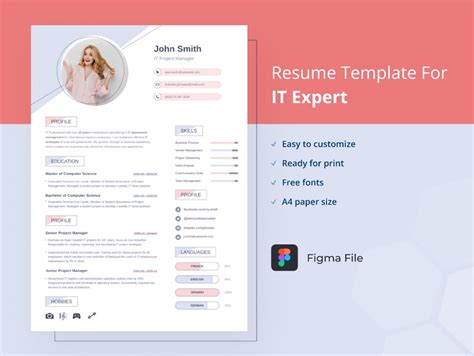 IT Expert Figma Resume Template | UI4Free