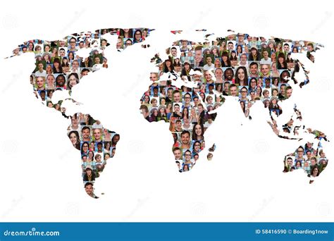 World Map Earth Multicultural Group Of People Integration Divers Stock Photography ...