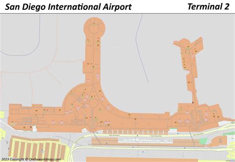 San Diego Airport Terminal 2 Map - Ontheworldmap.com