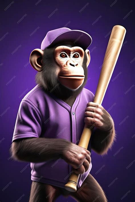 Premium AI Image | a monkey holding a baseball bat and wearing a ...