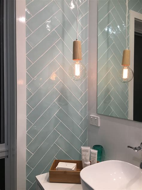 Stunning Aqua Herringbone Tile from Canberra Tile & Design House