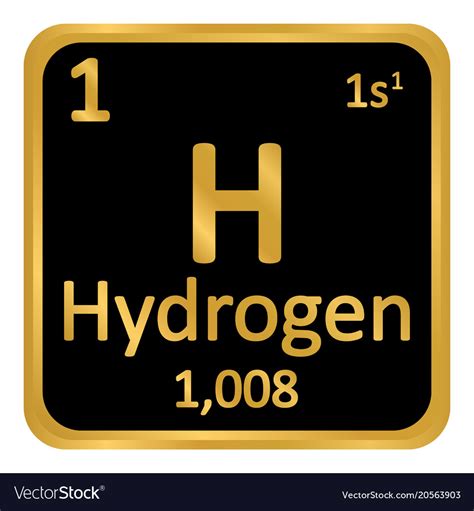 Periodic table element hydrogen icon Royalty Free Vector