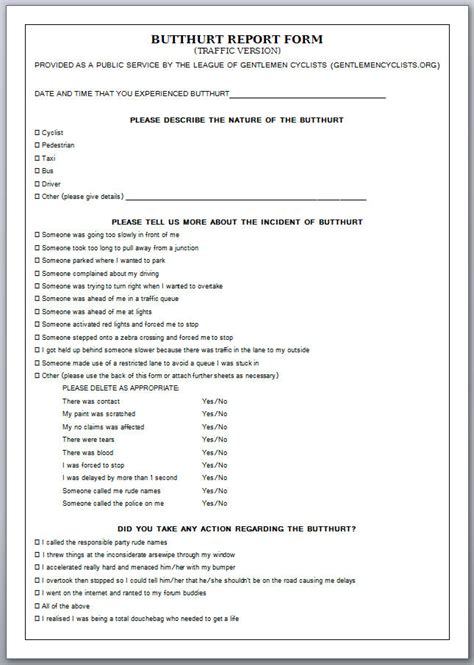 Butthurt Report Form Pdf