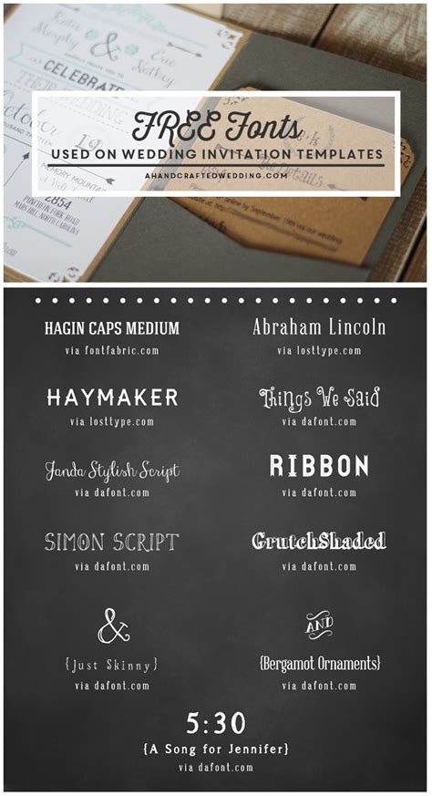 FREE Fonts to use on Rustic or Vintage Inspired Wedding Invitations ...