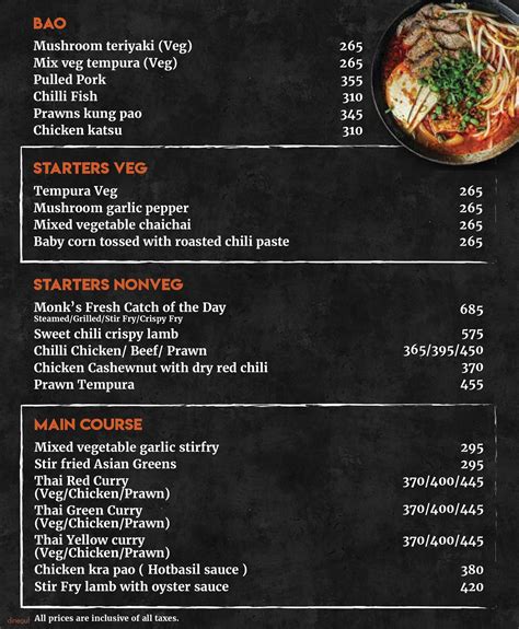 Menu of Monk's Plate, Injambakkam, Chennai | Dineout