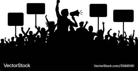 Crowd people silhouette transparent protest Vector Image