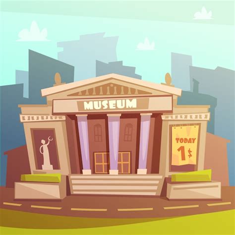 Ilustración de dibujos animados del edificio del museo | Vector Gratis