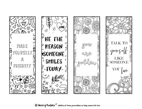 Free Printable Inspirational Bookmarks To Color - Printable Templates