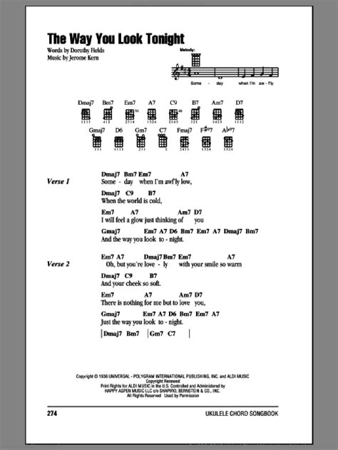 Sinatra - The Way You Look Tonight sheet music for ukulele (chords)