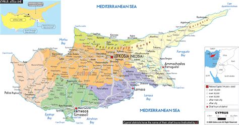Detailed Political Map of Cyprus - Ezilon Maps