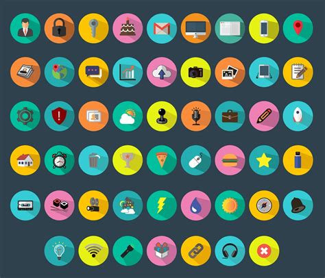 Free 52 Colorful Flat Icons Vector - TitanUI