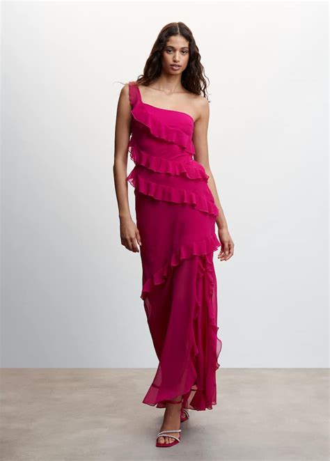 Asymmetric ruffled dress - Women | Mango United Kingdom