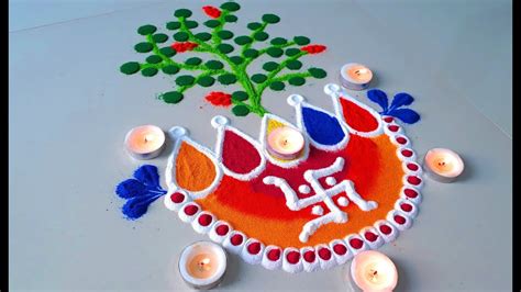 Tulsi Vivah Beautiful Rangoli Designs/Tulsi Pujan Rangoli Designs - तुलसी विवाह की रंगोली- - YouTube