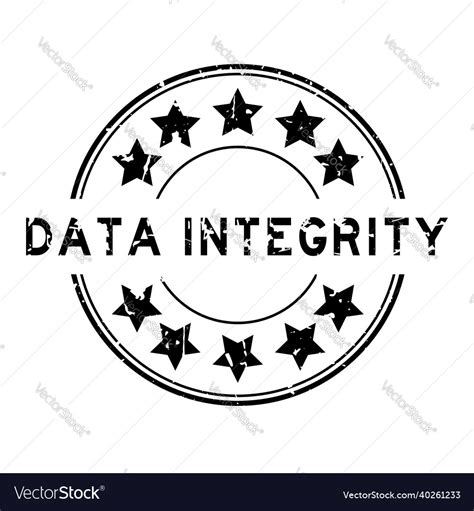 Grunge black data integrity word with star icon Vector Image