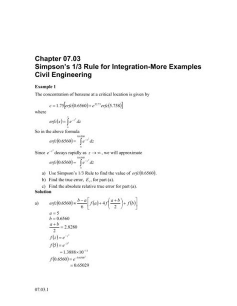 Chapter 07.03 Simpson's 1/3 Rule for Integration-More Examples ...