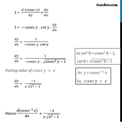 Derivative of cosec-1 x (Cosec inverse x) - Teachoo [with Video]