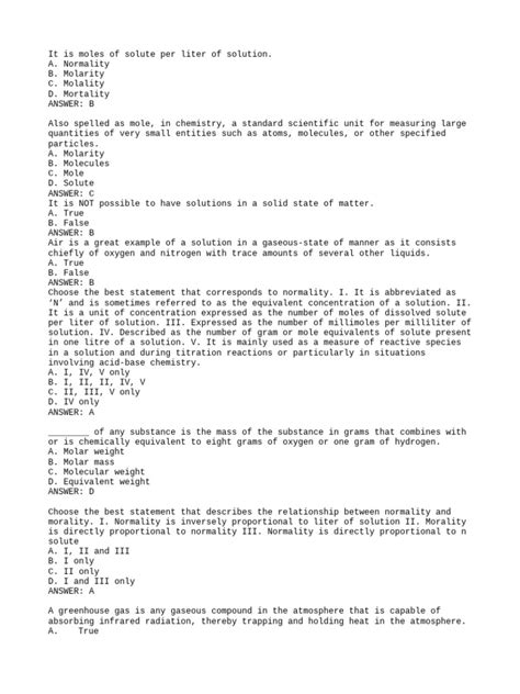 Quiz 2 Aiken Format | PDF | Mole (Unit) | Greenhouse Gas