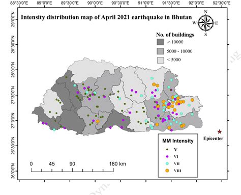 MM intensity distribution of the 2021 Sonitpur earthquake in Bhutan ...