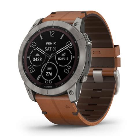 Buy Garmin fenix 7X Sapphire Solar Titanium with Chestnut Leather Band ...