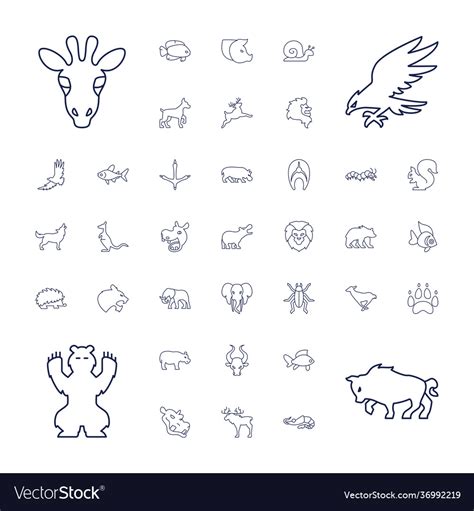 37 wildlife icons Royalty Free Vector Image - VectorStock