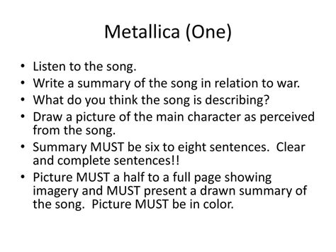 Directions for analyzing and summarizing the song. - ppt download