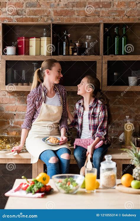 Family Cooking Hobby Mom Daughter Culinary Leisure Stock Photo - Image ...