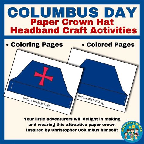 Columbus Day Crafts Paper Crown Hat Headband Craft Activities Colored & Coloring | Made By Teachers