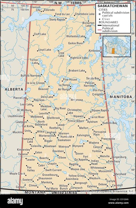 Political map of Saskatchewan Stock Photo - Alamy