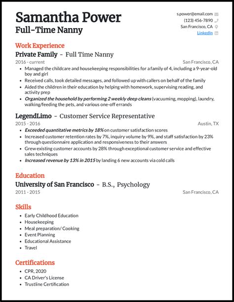 15 Nanny Resume Examples That Work in 2024