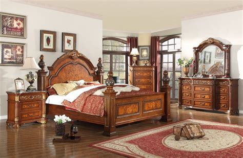 Marble Top Bedroom Set : Cherry Finish Mediterranean Classic 5Pc ...