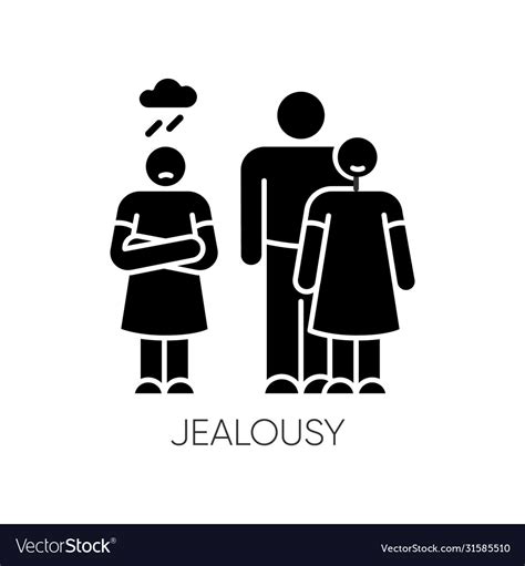 Jealousy black glyph icon Royalty Free Vector Image