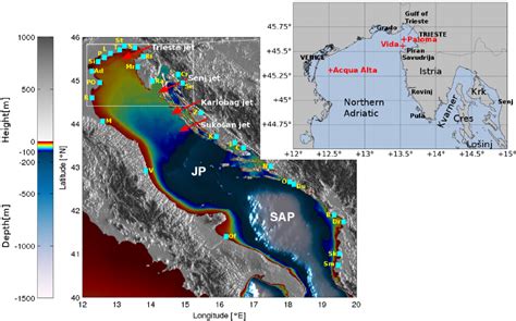 Study area: the Adriatic Sea and surrounding topography. Red arrows... | Download Scientific Diagram