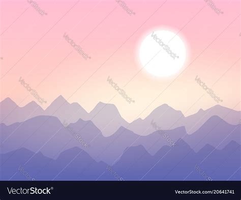 Sunrise in the mountains minimalistic Royalty Free Vector