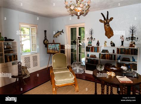 US, Florida, Key West. Interior, Ernest Hemingway Home. The Library Stock Photo - Alamy